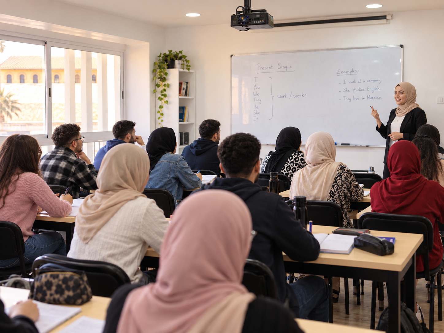 Cours de langues dans une salle lumineuse